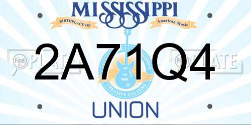 2A71Q4 Mississippi License Plate