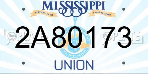 2A80173 Mississippi License Plate