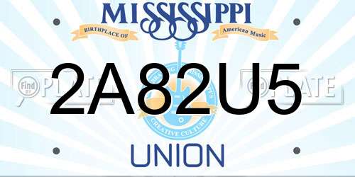 2A82U5 Mississippi License Plate