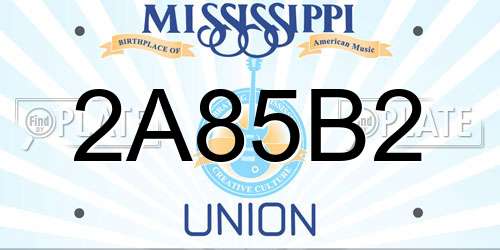 2A85B2 Mississippi License Plate