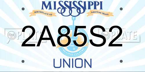 2A85S2 Mississippi License Plate