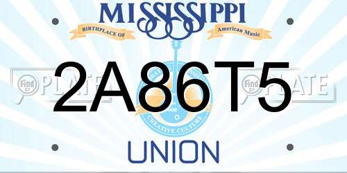 2A86T5 Mississippi License Plate