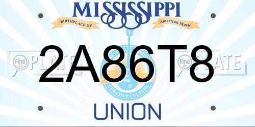 2A86T8 Mississippi License Plate