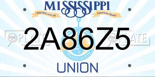 2A86Z5 Mississippi License Plate