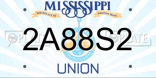 2A88S2 Mississippi License Plate
