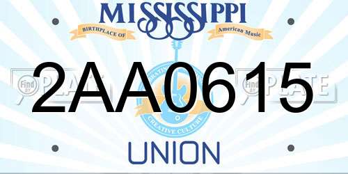 2AA0615 Mississippi License Plate