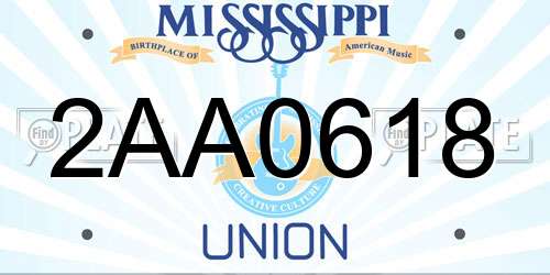 2AA0618 Mississippi License Plate