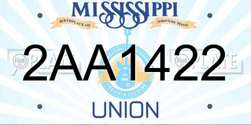2AA1422 Mississippi License Plate
