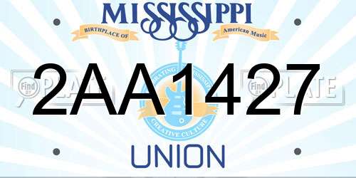 2AA1427 Mississippi License Plate