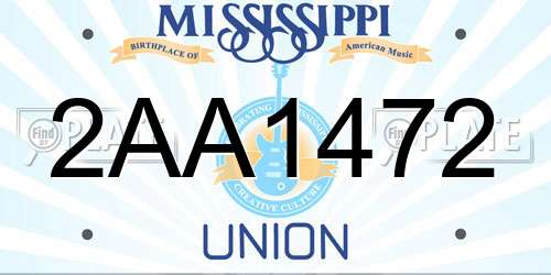 2AA1472 Mississippi License Plate