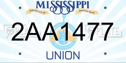 2AA1477 Mississippi License Plate