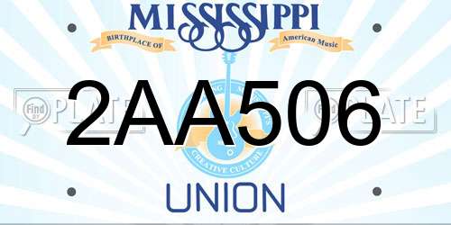 2AA506 Mississippi License Plate