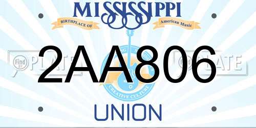 2AA806 Mississippi License Plate