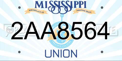 2AA8564 Mississippi License Plate