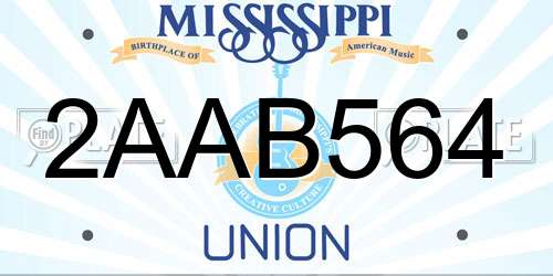 2AAB564 Mississippi License Plate