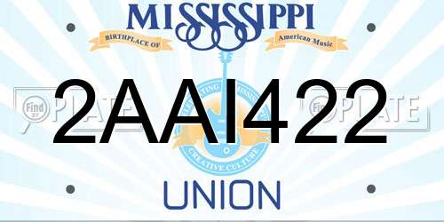 2AAI422 Mississippi License Plate