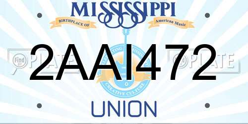 2AAI472 Mississippi License Plate