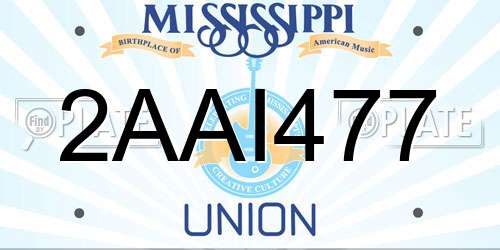 2AAI477 Mississippi License Plate