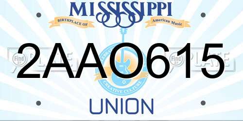 2AAO615 Mississippi License Plate