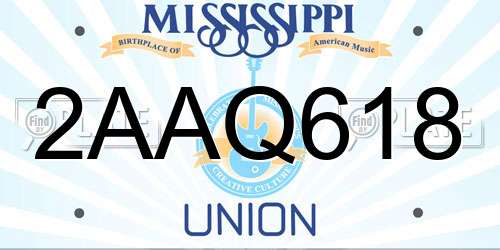 2AAQ618 Mississippi License Plate