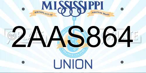 2AAS864 Mississippi License Plate