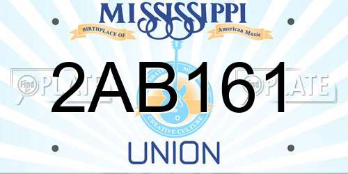 2AB161 Mississippi License Plate