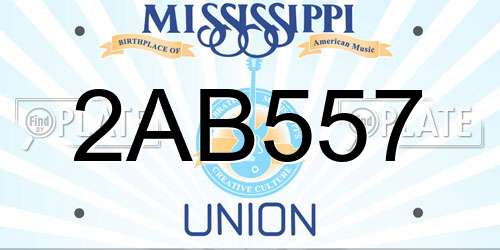 2AB557 Mississippi License Plate