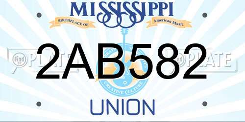 2AB582 Mississippi License Plate