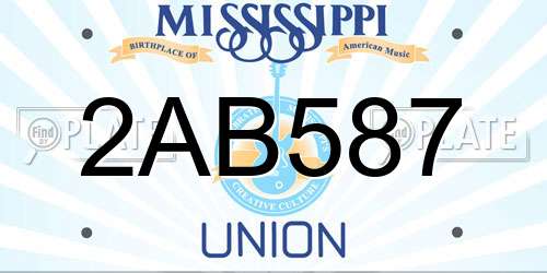 2AB587 Mississippi License Plate