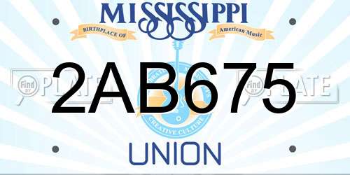2AB675 Mississippi License Plate