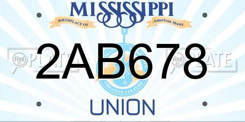 2AB678 Mississippi License Plate