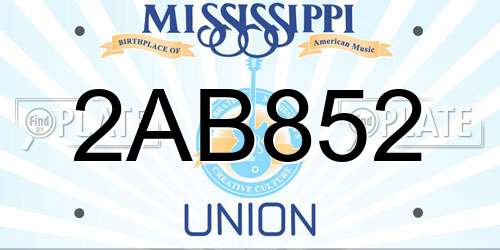 2AB852 Mississippi License Plate