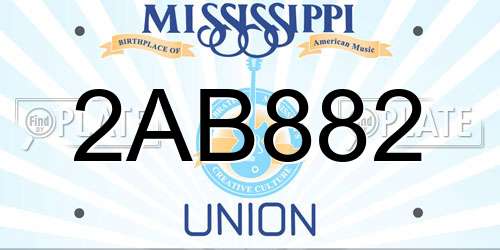 2AB882 Mississippi License Plate