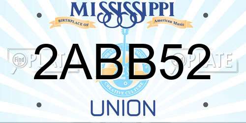 2ABB52 Mississippi License Plate