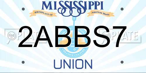 2ABBS7 Mississippi License Plate