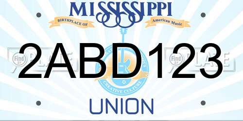 2ABD123 Mississippi License Plate