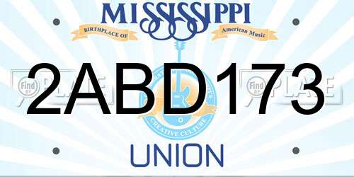 2ABD173 Mississippi License Plate
