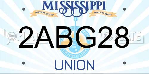 2ABG28 Mississippi License Plate