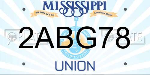 2ABG78 Mississippi License Plate
