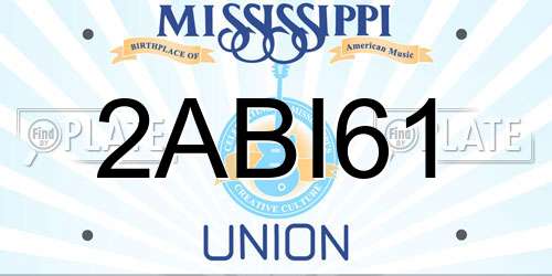 2ABI61 Mississippi License Plate