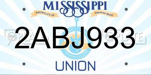 2ABJ933 Mississippi License Plate