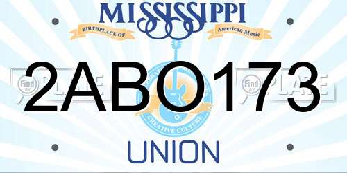 2ABO173 Mississippi License Plate