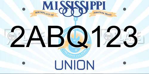 2ABQ123 Mississippi License Plate