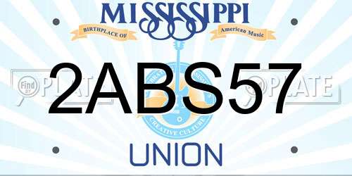2ABS57 Mississippi License Plate