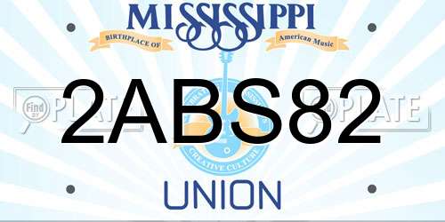 2ABS82 Mississippi License Plate