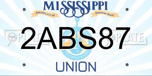 2ABS87 Mississippi License Plate