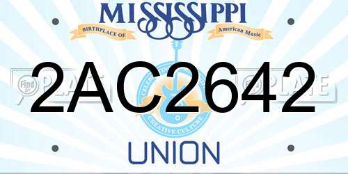 2AC2642 Mississippi License Plate