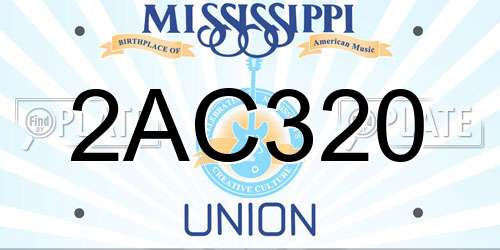 2AC320 Mississippi License Plate