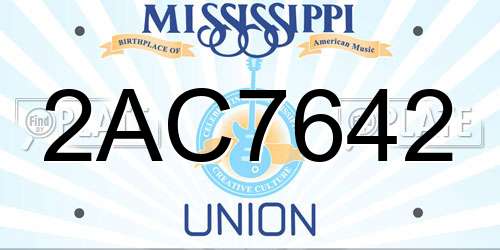 2AC7642 Mississippi License Plate