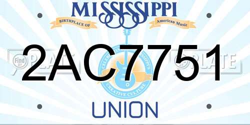 2AC7751 Mississippi License Plate